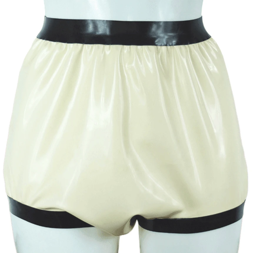 Boyshort Underwear - Transparente e preto sexy látex fralda